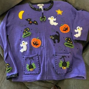 Vintage Halloween Sweater with zipper!!